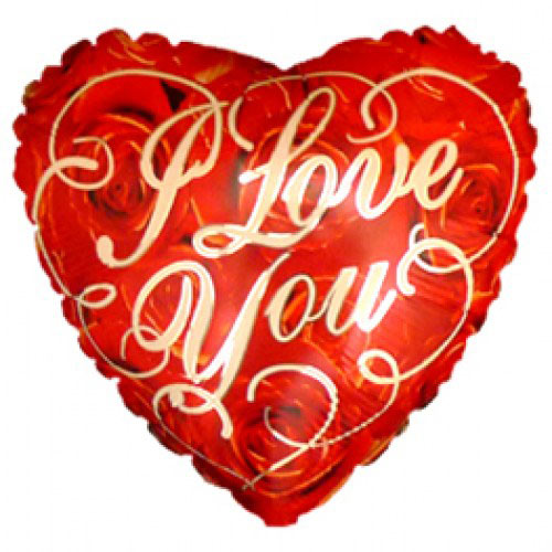 Шар (18''/46 см) Сердце, Я люблю тебя (розы), Красный