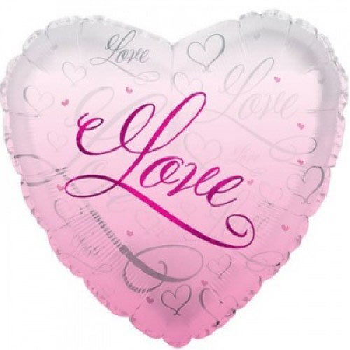Шар (18''/46 см) Сердце, Романтичная любовь, Розовый, 1 шт.