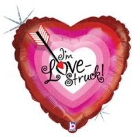 Шар (18''/46 см) Сердце, Стрела любви, Голография, 1 шт.