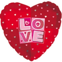Шар (18''/46 см) Сердце, Я люблю тебя (квадраты), Красный, 1 шт.