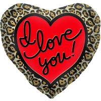 Шар (18''/46 см) Сердце, Я люблю тебя (леопардовое), 1 шт.