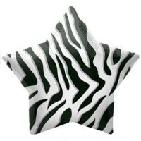 Шар (22''/56 см) Звезда, Полоски зебры, Черный, 1 шт.