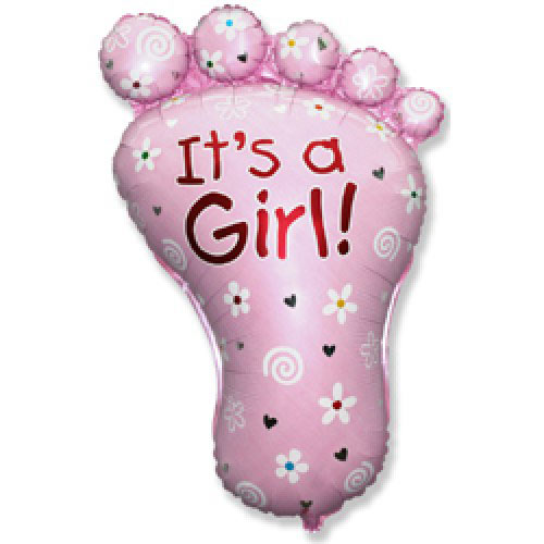 Шар (32''/81 см) Фигура, Ступня девочки, Розовый, 1 шт.