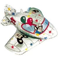 Шар 3-D (14''/36 см) Мини-фигура, Самолет, Серебро, 1 шт.