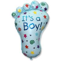Шар (32''/81 см) Фигура, Ступня мальчика, Голубой, 1 шт.