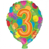 Шар (18''/46 см) Цифра, 3, 1 шт.