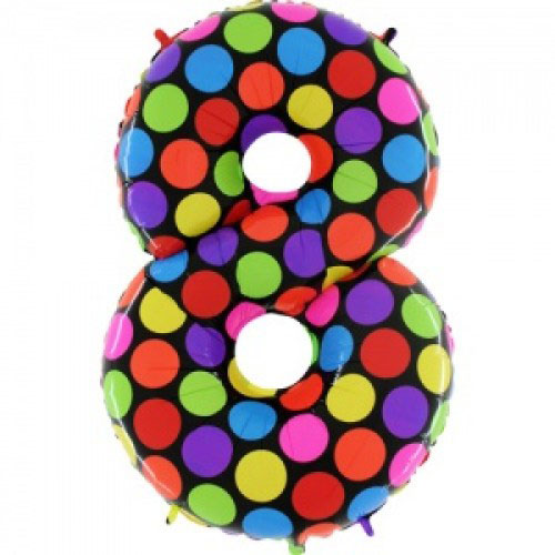 Шар (40''/102 см) Цифра, 8 Супер Яркий, 1 шт.