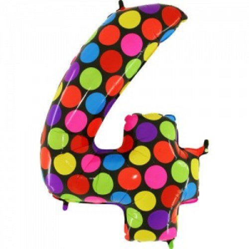 Шар (40''/102 см) Цифра, 4 Супер Яркий, 1 шт.