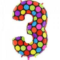 Шар (40''/102 см) Цифра, 3 Супер Яркий, 1 шт.