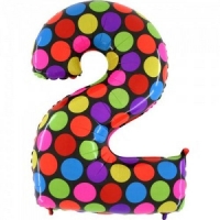 Шар (40''/102 см) Цифра, 2 Супер Яркий, 1 шт.