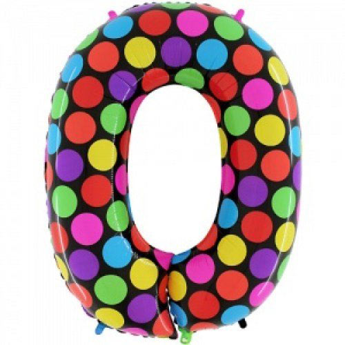 Шар (40''/102 см) Цифра, 0 Супер Яркий, 1 шт.