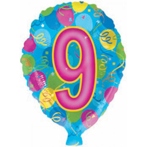 Шар (18''/46 см) Цифра, 9, 1 шт.