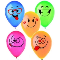 Шар (12''/30 см) Смайлы, Ассорти, пастель, 1 ст, 1 шт.