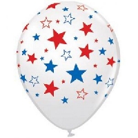 Шар (12''/30 см) Разноцветные звезды, Прозрачный, , 5 ст, 1 шт