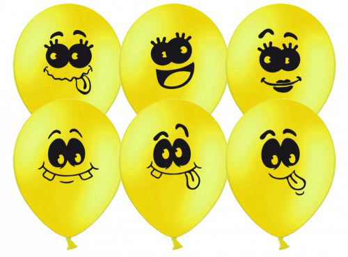 Шар (12''/30 см) Смайлики, Желтый, пастель