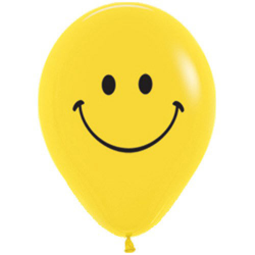 Шар (12''/30 см) Смайл, Желтый (020), пастель, 2 ст, 1 шт.