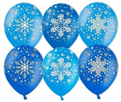 Шар (12''/30 см) Снежинка, Ассорти Голубой/Синий, пастель