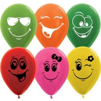 Шар (12''/30 см) Улыбка, Ассорти, металлик, 4 ст, 1 шт.