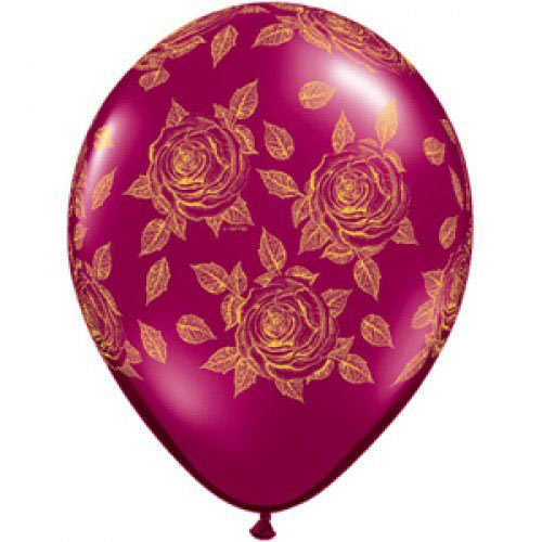 Шар (12''/30 см) Элегантные розы, Бургундия (318), кристалл, 5 ст, 1 шт.