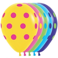 Шар (12''/30 см) Цветные точки, Ассорти, пастель, 5 ст, 1 шт.