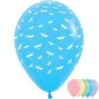 Шар (12''/30 см) Стрекозы, Ассорти, пастель, 5 ст, 1 шт.