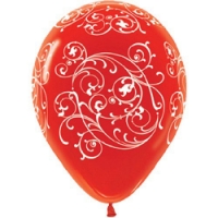 Шар (12''/30 см) Узоры, Красный (315), кристалл, 5 ст, 100 шт.