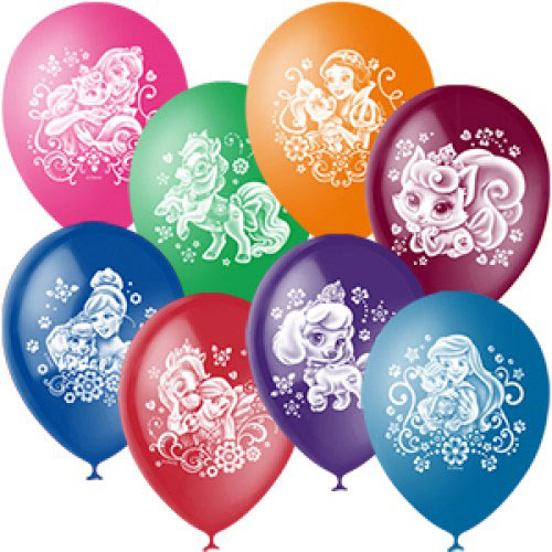 Воздушные шарики 12"/30см с 2 ст. рис (растр.) Пастель и декоратор Дисней Принцессы и питомцы