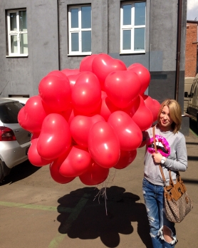 Букет из шаров надутый гелием латексные сердца