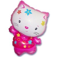 Шар (32''/81 см) Фигура, Котенок в цветах, Фуше, 1 шт.