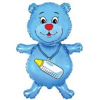 Шар (32''/81 см) Фигура, Медвежонок-мальчик, Синий, 1 шт.