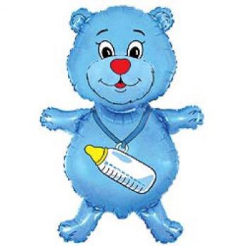 Шар (32''/81 см) Фигура, Медвежонок-мальчик, Синий, 1 шт.