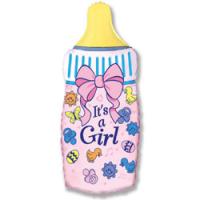 Шар (32''/81 см) Фигура, Бутылочка для девочки, Розовый, 1 шт.