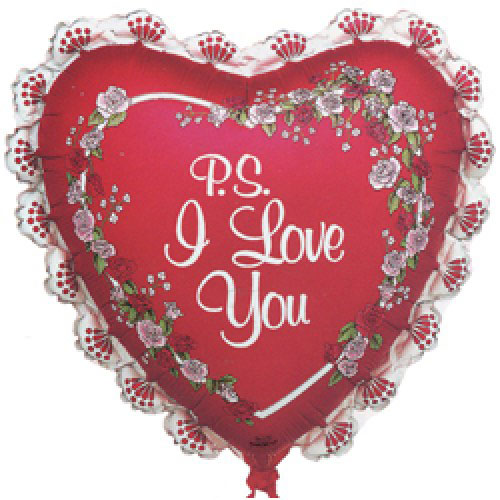 Шар (27''/69 см) Сердце, Я люблю тебя (рюшки), Красный
