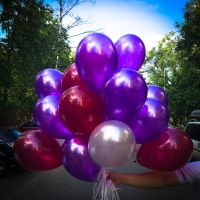 Готовый букет № 21 трёх цветов фиолетовый ,вишня , кристалл