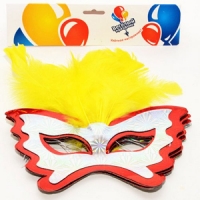 Маска гологр "Бабочка" с перьями 6 шт.