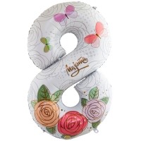 Шар цифра 8 40" 8 МАРТА Розы