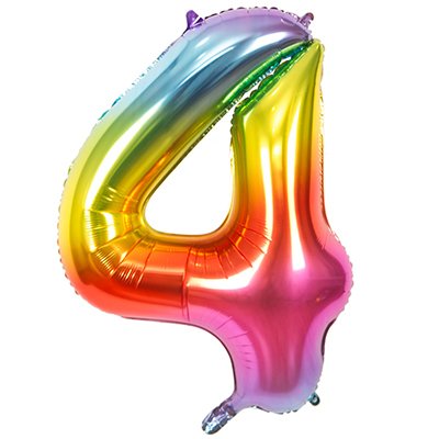 1207-3399 Шар цифра 4 40" Радуга металлик