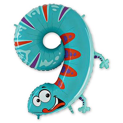 1207-1691 Шар цифра 9 36" Ящерица