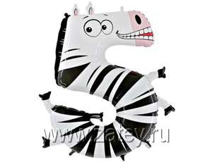 1207-1687 Шар цифра 5 36" Зебра