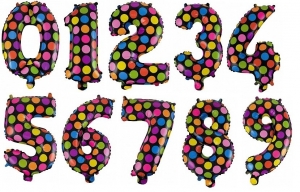 Супер яркие "черные в горошек" цифры из фольги от 0 до 9