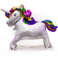 Шар (40''/102 см) Ходячая Фигура, Единорог Радужный, Белый