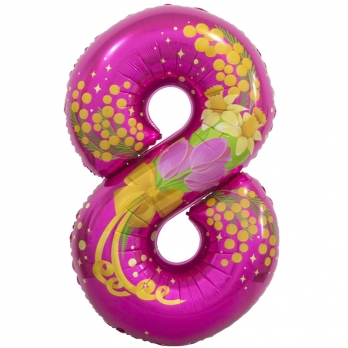 Шар (34''/86 см) Цифра, 8 Марта, Фуше