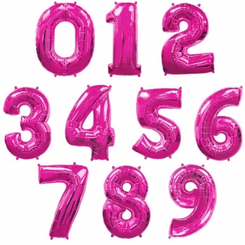 Розовые (Pink) цифры из фольги от 0 до 9