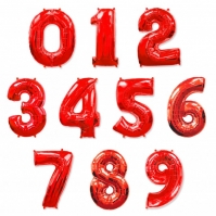 Красные (Red) цифры из фольги от 0 до 9