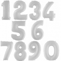 Белые (White) цифры из фольги от 0 до 9