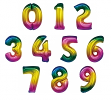 Радужные цифры из фольги от 0 до 9