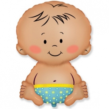 Пупс мальчик шарик из фольги на выписку из роддома