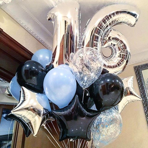 Шары на день рождение звезды, цифры, латексные шарики