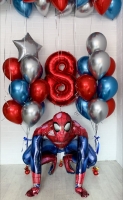 Шары хром ходячий человек паук готовый букет шаров с гелием
