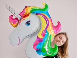 Фигурная голова шар радужный единорог